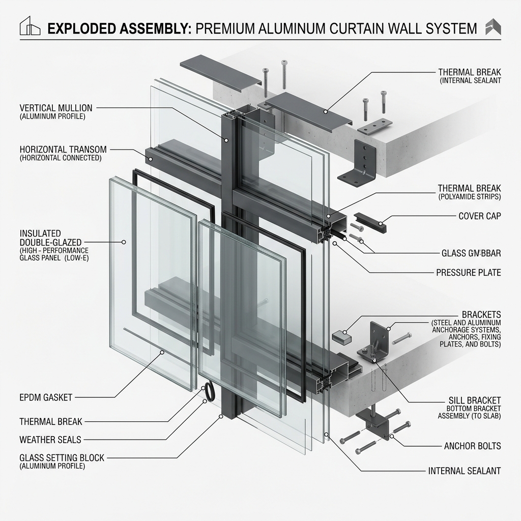 Curtain Wall Assembly Exploded View Diagram